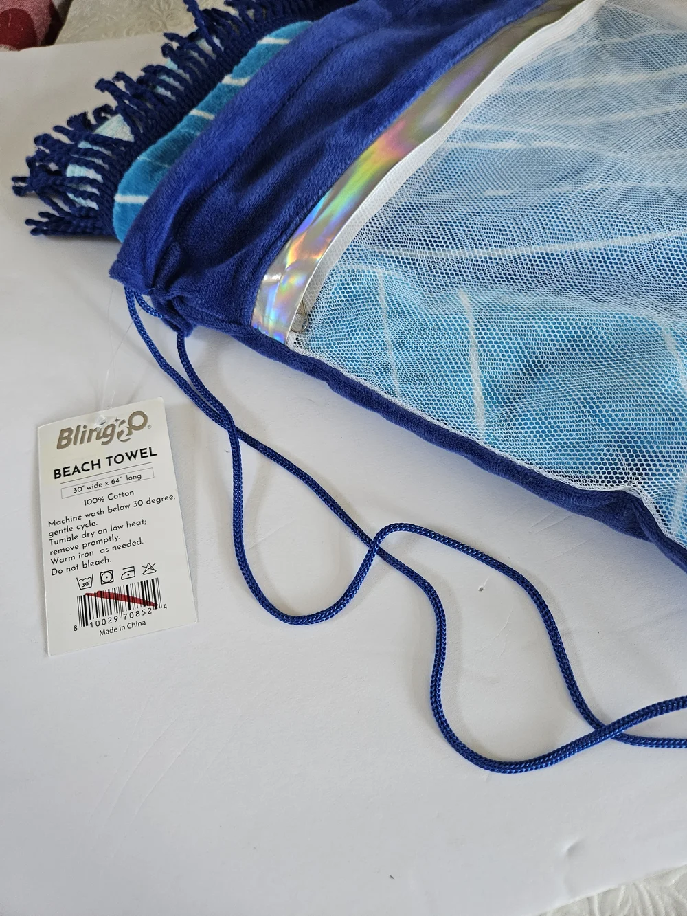 Blue Striped Beach Towel - Soft Cotton